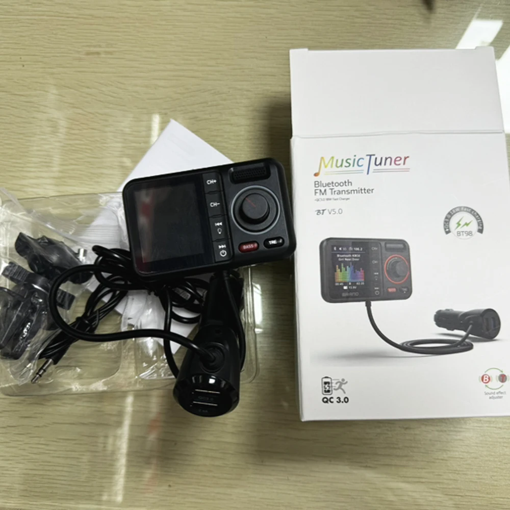 VR Robot Bluetooth 5.0 FM Transmitter Car MP3 Player Adapter Wireless Handsfree Car Kit with Big Screen U Disk TF Card Playback
