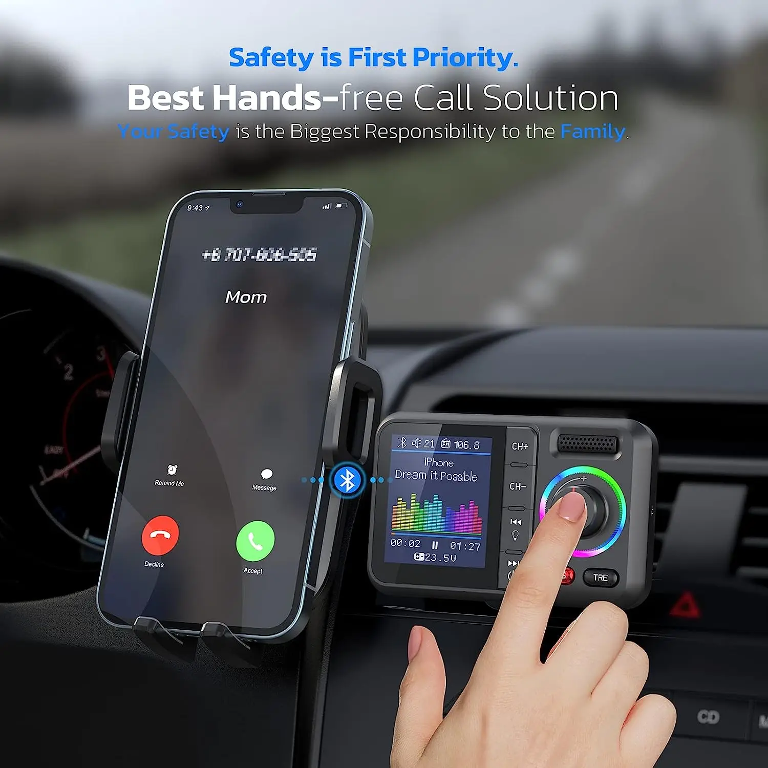 VR Robot Bluetooth 5.0 FM Transmitter Car MP3 Player Adapter Wireless Handsfree Car Kit with Big Screen U Disk TF Card Playback VR Robot Bluetooth 5.0 FM Transmitter Car MP3 Player Adapter Wireless Handsfree Car Kit with Big Screen U Disk TF Card Playback