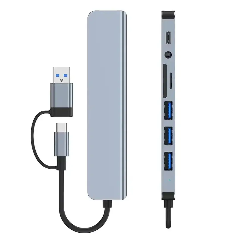 8 In 2 USB HUB With Splitter Card Reader, USB C Port, USB 3.0 / 2.0, SD/TF Splitter Card Reader, Docking Station 8 In 2 USB HUB With Splitter Card Reader, USB C Port, USB 3.0 / 2.0, SD/TF Splitter Card Reader, Docking Station