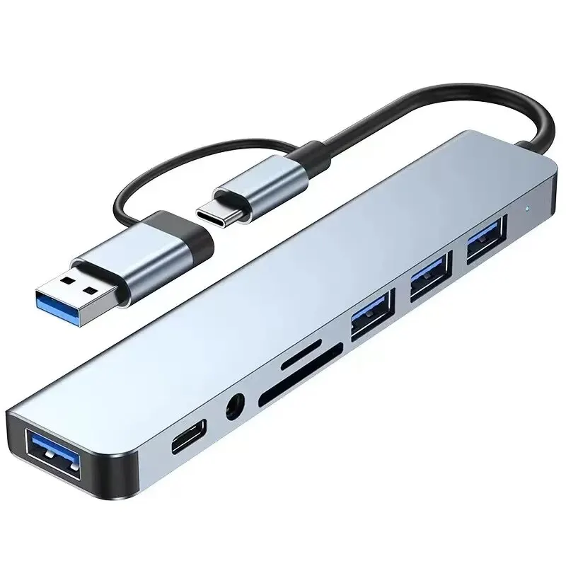8 In 2 USB HUB With Splitter Card Reader, USB C Port, USB 3.0 / 2.0, SD/TF Splitter Card Reader, Docking Station 8 In 2 USB HUB With Splitter Card Reader, USB C Port, USB 3.0 / 2.0, SD/TF Splitter Card Reader, Docking Station