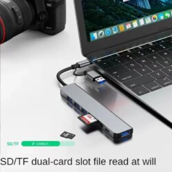 USB 8 en 2 avec lecteur de carte séparateur, port USB C, USB 3.0 / 2.0, SD/TF – Image 2