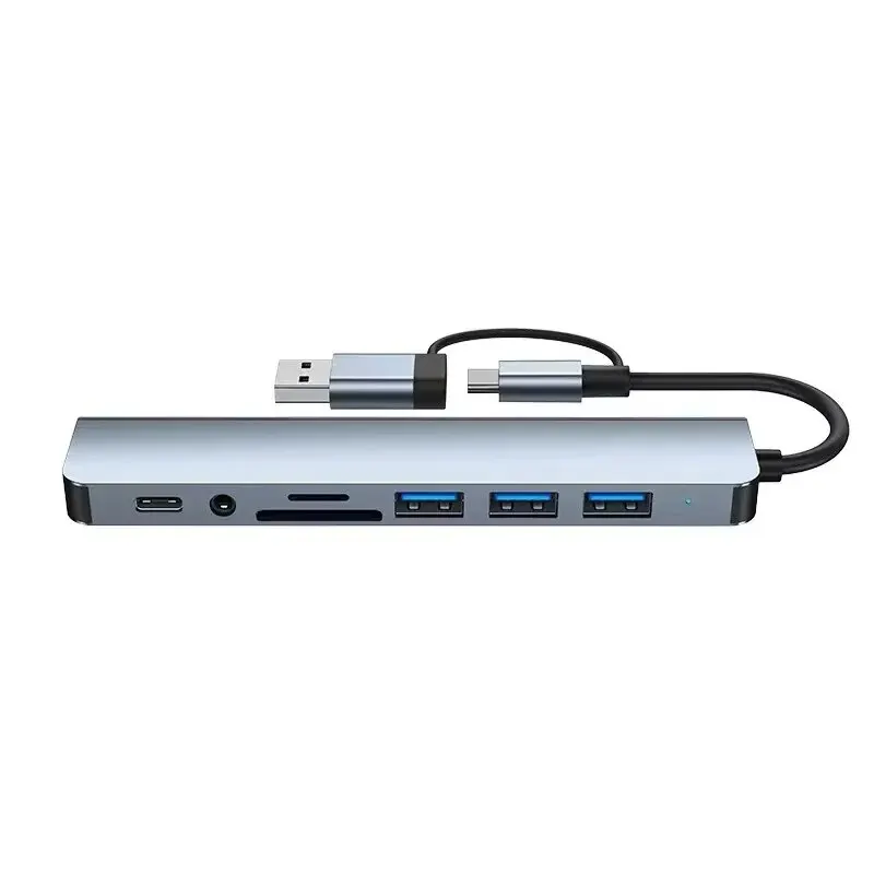 8 In 2 USB HUB With Splitter Card Reader, USB C Port, USB 3.0 / 2.0, SD/TF Splitter Card Reader, Docking Station 8 In 2 USB HUB With Splitter Card Reader, USB C Port, USB 3.0 / 2.0, SD/TF Splitter Card Reader, Docking Station