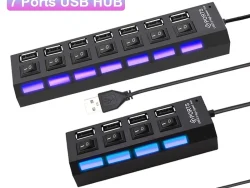 multi-ports USB 2.0, adaptateur secteur, extenseur multiple avec interrupteur, câble de 30cm, utilisation domestique, 4 ports, 7 ports