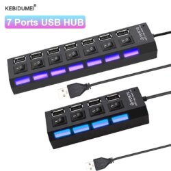 multi-ports USB 2.0, adaptateur secteur, extenseur multiple avec interrupteur, câble de 30cm, utilisation domestique, 4 ports, 7 ports
