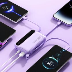 Batterie externe Portable de grande capacité 100000 mAh, charge rapide, avec 4 câbles intégrés, batterie pour IPhone Samsung – Image 4