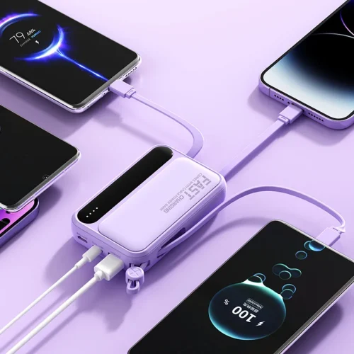 Batterie externe Portable de grande capacité 100000 mAh, charge rapide, avec 4 câbles intégrés, batterie pour IPhone Samsung – Image 4