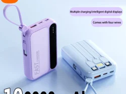 Batterie externe Portable de grande capacité 100000 mAh, charge rapide, avec 4 câbles intégrés, batterie pour IPhone Samsung