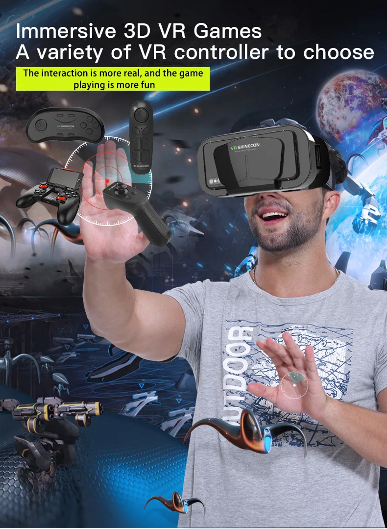 Shinecon VR Glasses 3D Headset Virtual Reality Devices Helmet Viar Lenses Goggle For Smartphone Cell Phone Smart With Controller Shinecon VR Glasses 3D Headset Virtual Reality Devices Helmet Viar Lenses Goggle For Smartphone Cell Phone Smart With Controller