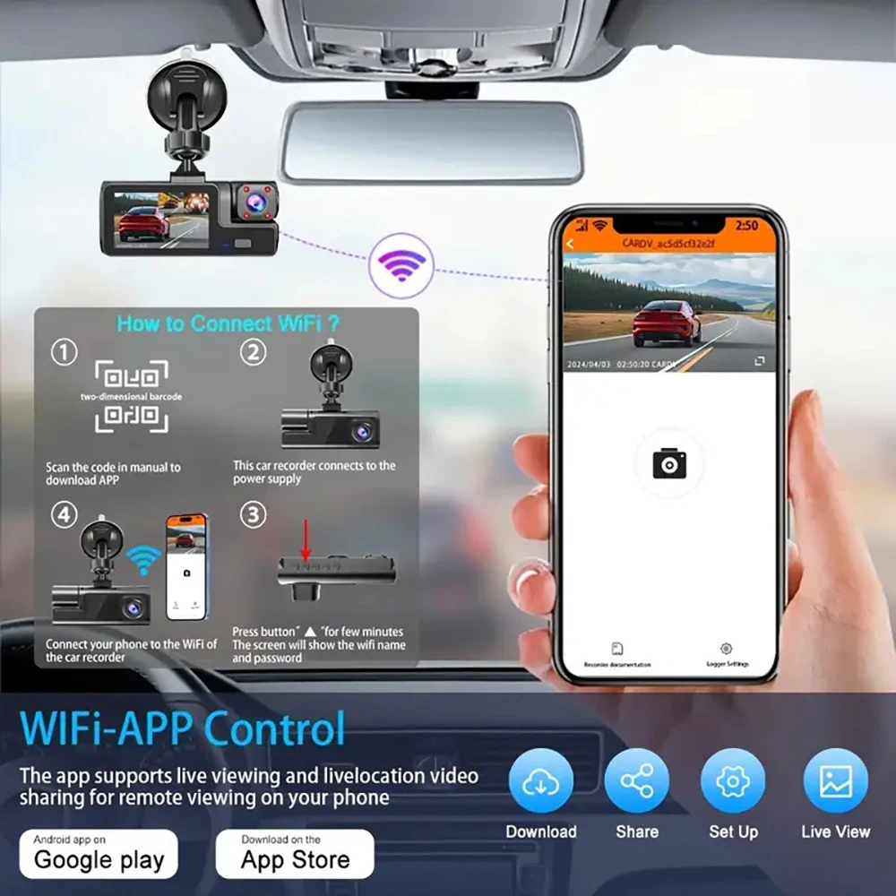 3Camera Dash Cam For Car Camera 1080P Video Recorder WIFI Car DVR 2lens Front Rear View Camera Night Vision Car Accessories 3Camera Dash Cam For Car Camera 1080P Video Recorder WIFI Car DVR 2lens Front Rear View Camera Night Vision Car Accessories