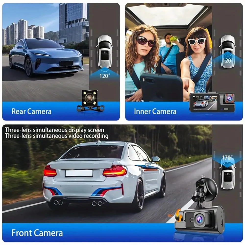 3Camera Dash Cam For Car Camera 1080P Video Recorder WIFI Car DVR 2lens Front Rear View Camera Night Vision Car Accessories 3Camera Dash Cam For Car Camera 1080P Video Recorder WIFI Car DVR 2lens Front Rear View Camera Night Vision Car Accessories