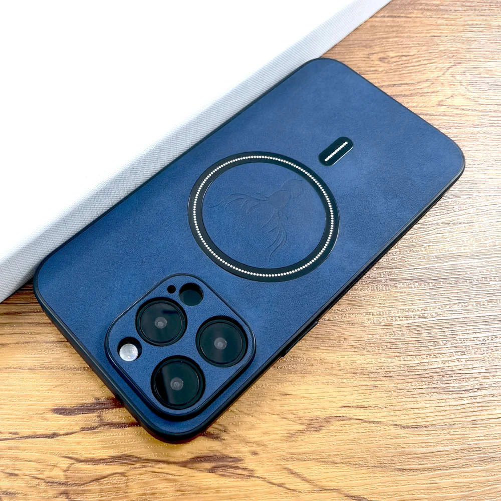 Luxury PU Leather Deer Case For iPhone 16 15 14 13 12 11 Pro Max Plus 15Pro 14Pro 13Pro ProMax For Magsafe Wireless Charge Cover