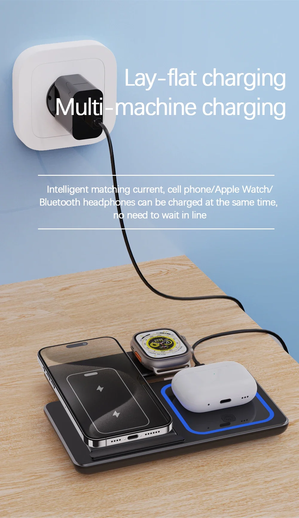 Support de chargeur magnétique sans fil pour iPhone 15 14 13 12 Pro Max Apple Watch 8 7 Airpods Pro Station de charge rapide 3 en 1 Support de chargeur magnétique sans fil pour iPhone 15 14 13 12 Pro Max Apple Watch 8 7 Airpods Pro Station de charge rapide 3 en 1