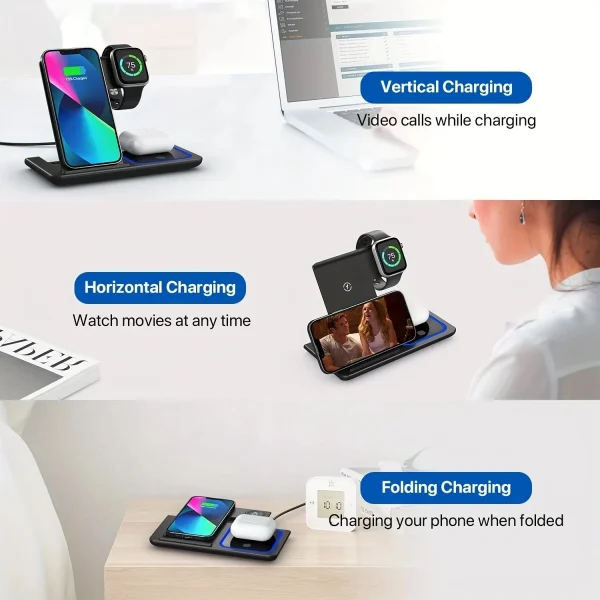 station de charge pliable 3 en 1 pour iPhone - Image 4