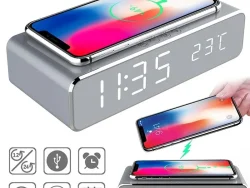 Chargeur sans fil, réveil, thermomètre numérique LED