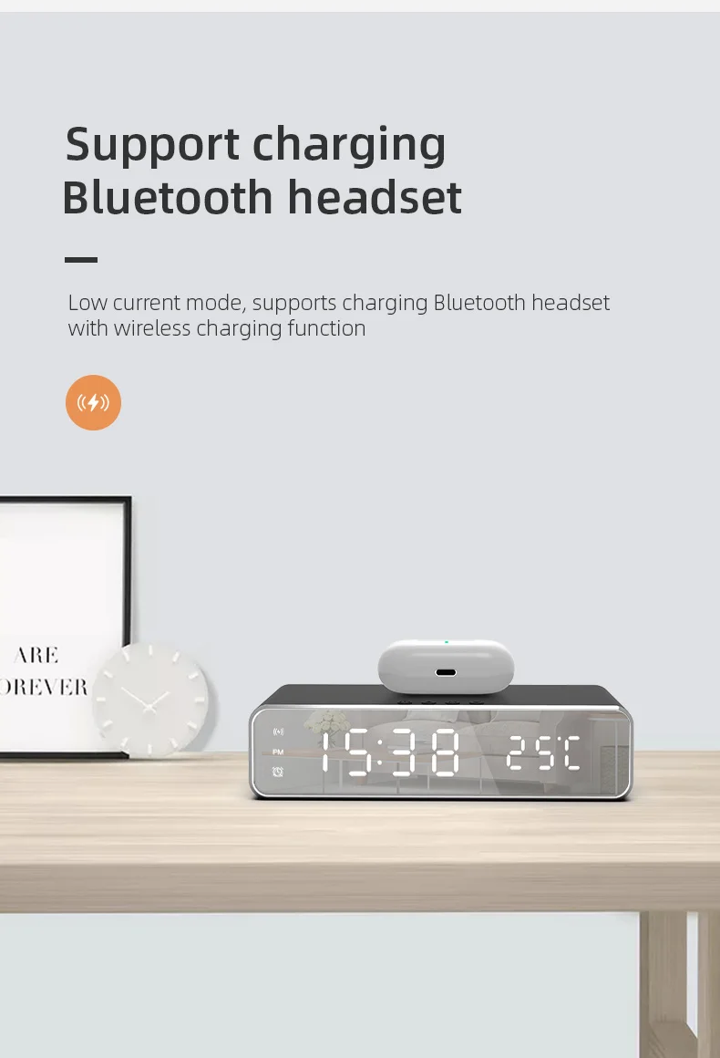 Wireless Charger Time Alarm Clock LED Digital Thermometer Earphone Phone Chargers Fast Charging Dock Station for iPhone Samsung Wireless Charger Time Alarm Clock LED Digital Thermometer Earphone Phone Chargers Fast Charging Dock Station for iPhone Samsung