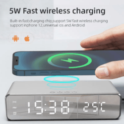 Chargeur sans fil, réveil, thermomètre numérique LED – Image 3
