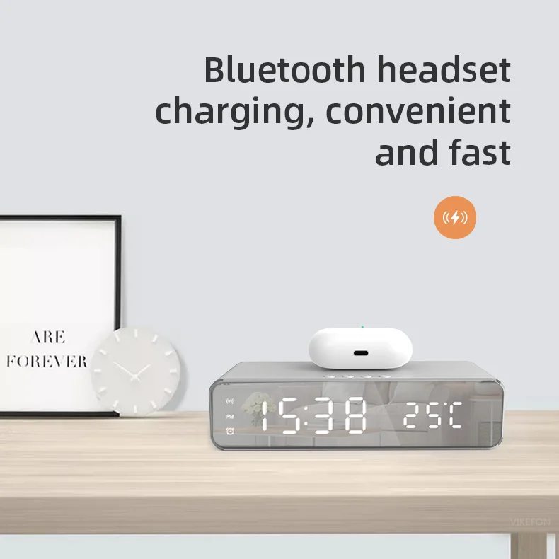 Wireless Charger Time Alarm Clock LED Digital Thermometer Earphone Phone Chargers Fast Charging Dock Station for iPhone Samsung Wireless Charger Time Alarm Clock LED Digital Thermometer Earphone Phone Chargers Fast Charging Dock Station for iPhone Samsung