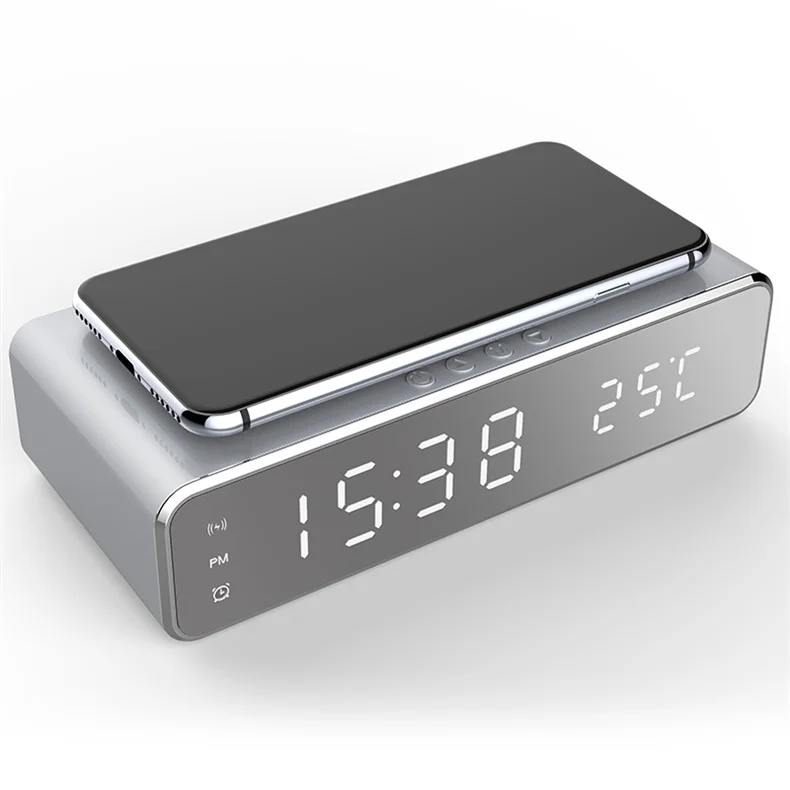 Wireless Charger Time Alarm Clock LED Digital Thermometer Earphone Phone Chargers Fast Charging Dock Station for iPhone Samsung Wireless Charger Time Alarm Clock LED Digital Thermometer Earphone Phone Chargers Fast Charging Dock Station for iPhone Samsung