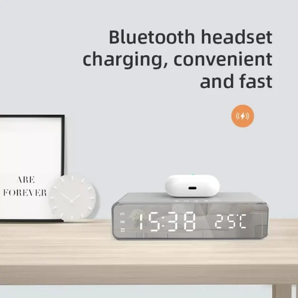 Chargeur sans fil, réveil, thermomètre numérique LED - Image 5