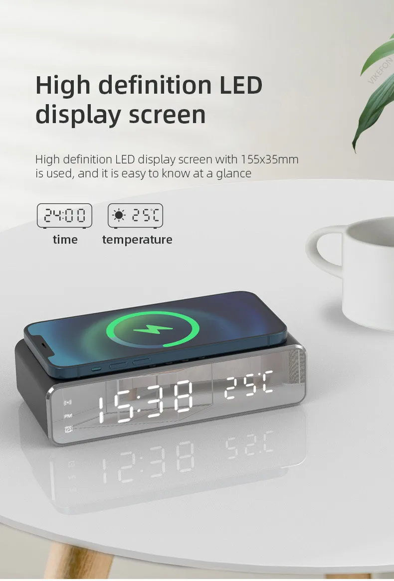 Wireless Charger Time Alarm Clock LED Digital Thermometer Earphone Phone Chargers Fast Charging Dock Station for iPhone Samsung Wireless Charger Time Alarm Clock LED Digital Thermometer Earphone Phone Chargers Fast Charging Dock Station for iPhone Samsung