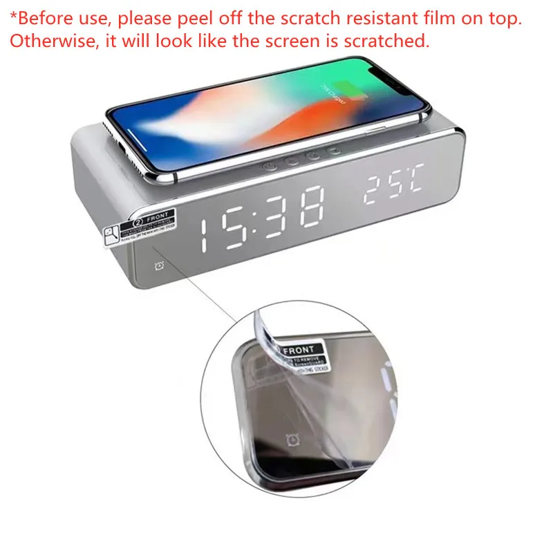 Wireless Charger Time Alarm Clock LED Digital Thermometer Earphone Phone Chargers Fast Charging Dock Station for iPhone Samsung Wireless Charger Time Alarm Clock LED Digital Thermometer Earphone Phone Chargers Fast Charging Dock Station for iPhone Samsung