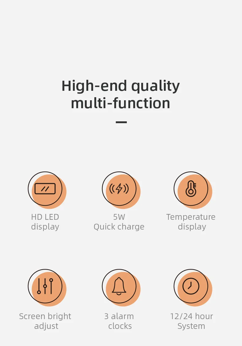 Wireless Charger Time Alarm Clock LED Digital Thermometer Earphone Phone Chargers Fast Charging Dock Station for iPhone Samsung Wireless Charger Time Alarm Clock LED Digital Thermometer Earphone Phone Chargers Fast Charging Dock Station for iPhone Samsung