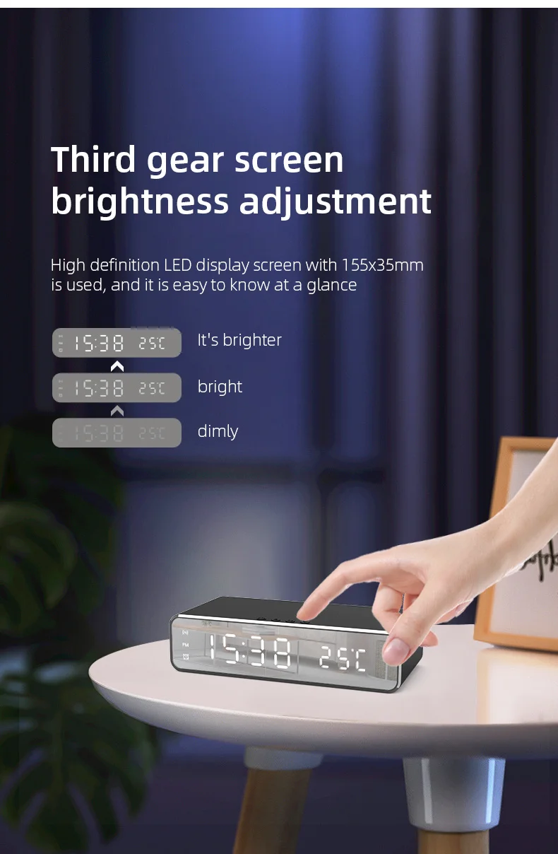 Wireless Charger Time Alarm Clock LED Digital Thermometer Earphone Phone Chargers Fast Charging Dock Station for iPhone Samsung Wireless Charger Time Alarm Clock LED Digital Thermometer Earphone Phone Chargers Fast Charging Dock Station for iPhone Samsung