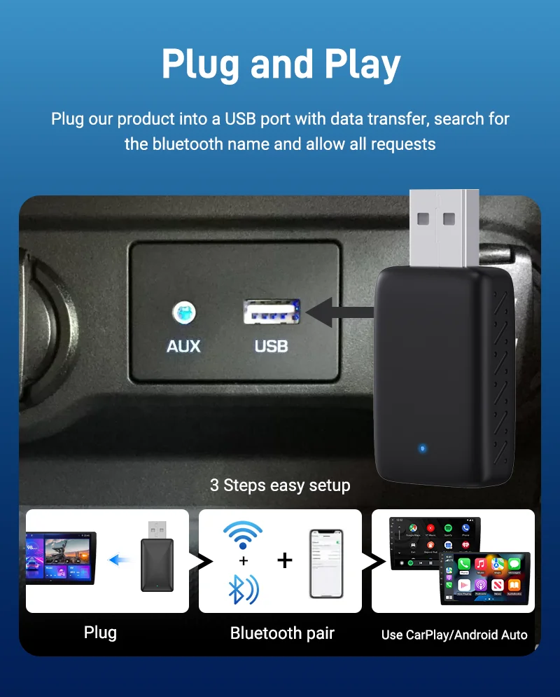2025New Wired to Wireless Carplay Android Auto 2in1 Mini Adapter Dongle Auto Connect Plug&Play Bluetooth WiFi Universal Mini Box 2025New Wired to Wireless Carplay Android Auto 2in1 Mini Adapter Dongle Auto Connect Plug&Play Bluetooth WiFi Universal Mini Box