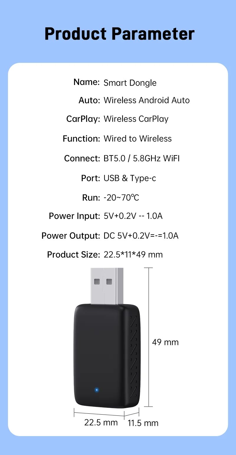 2025New Wired to Wireless Carplay Android Auto 2in1 Mini Adapter Dongle Auto Connect Plug&Play Bluetooth WiFi Universal Mini Box 2025New Wired to Wireless Carplay Android Auto 2in1 Mini Adapter Dongle Auto Connect Plug&Play Bluetooth WiFi Universal Mini Box