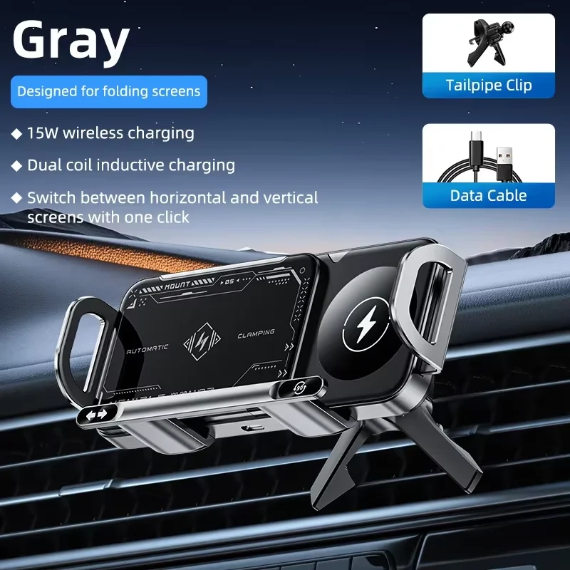 Chargeur sans fil pour voiture à double bobine, compatible avec Samsung Galaxy Z Fold 3, 2, Flip 4, 3, iPhone, support de charge rapide pour grille d'aération