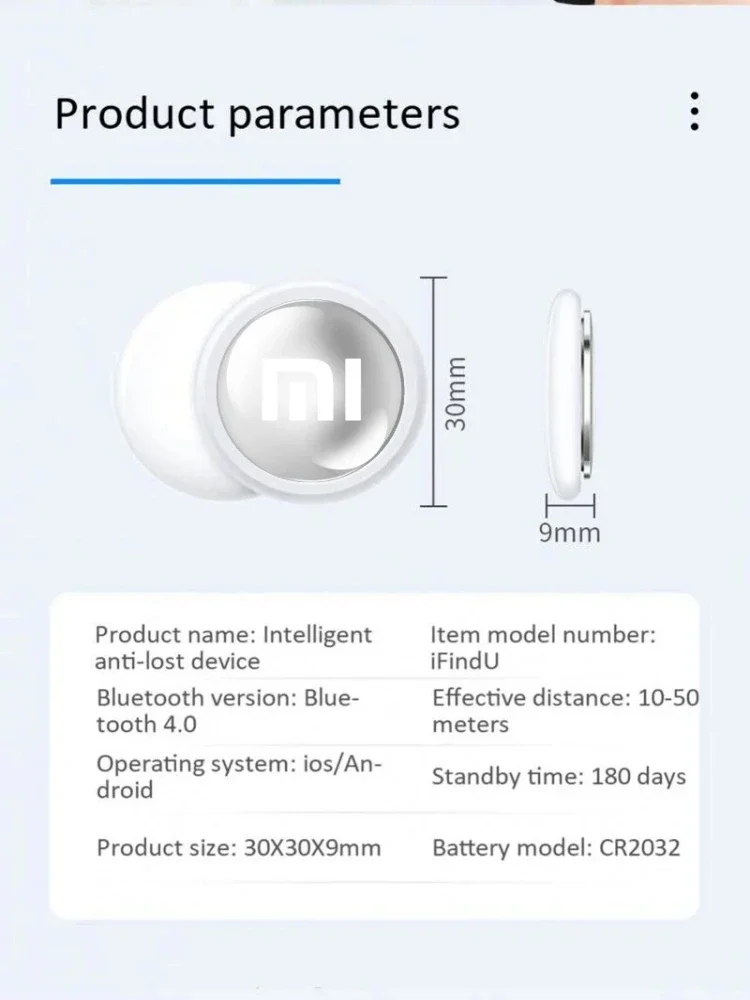 Xiaomi Mini Gps Tracker System FindMy App Airtag Smart Bluetooth Locator Child Finder Bag Anti-Loss Pet Collar with Tracker NEW
