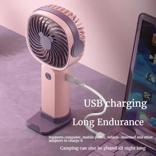 Mini ventilateur portatif USB multi-fonctionnel de bureau avec support – Image 2