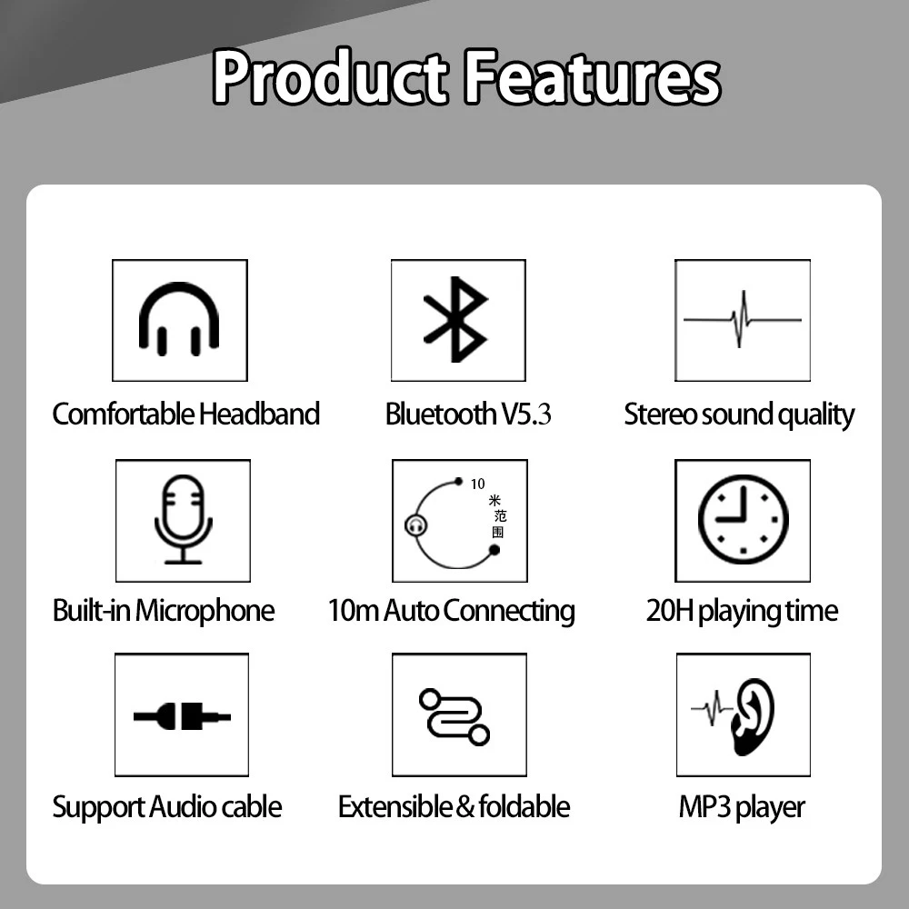 Colorful Stereo Audio Mp3 Bluetooth Headset Wireless Headphones Earphone Support SD Card with Mic Play 20 Hours Colorful Stereo Audio Mp3 Bluetooth Headset Wireless Headphones Earphone Support SD Card with Mic Play 20 Hours