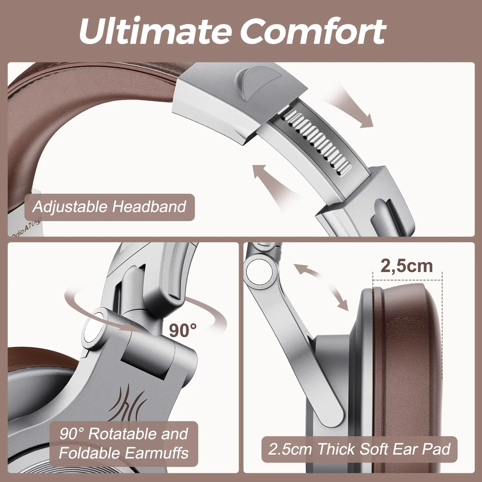 Oneodio Fusion A70 Bluetooth 5.2 Headphones Hi-Res Audio Over Ear Wireless Headset Professional Studio Monitor DJ Headphones 72H Oneodio Fusion A70 Bluetooth 5.2 Headphones Hi-Res Audio Over Ear Wireless Headset Professional Studio Monitor DJ Headphones 72H