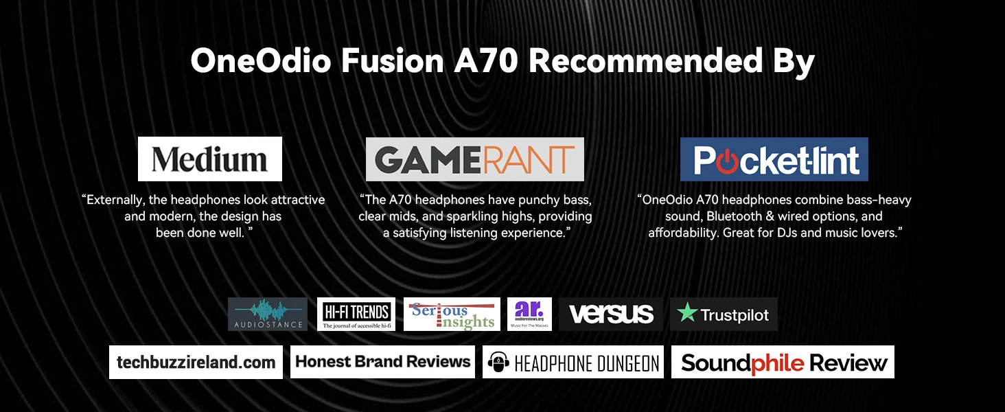 Oneodio Fusion A70 Bluetooth 5.2 Headphones Hi-Res Audio Over Ear Wireless Headset Professional Studio Monitor DJ Headphones 72H Oneodio Fusion A70 Bluetooth 5.2 Headphones Hi-Res Audio Over Ear Wireless Headset Professional Studio Monitor DJ Headphones 72H