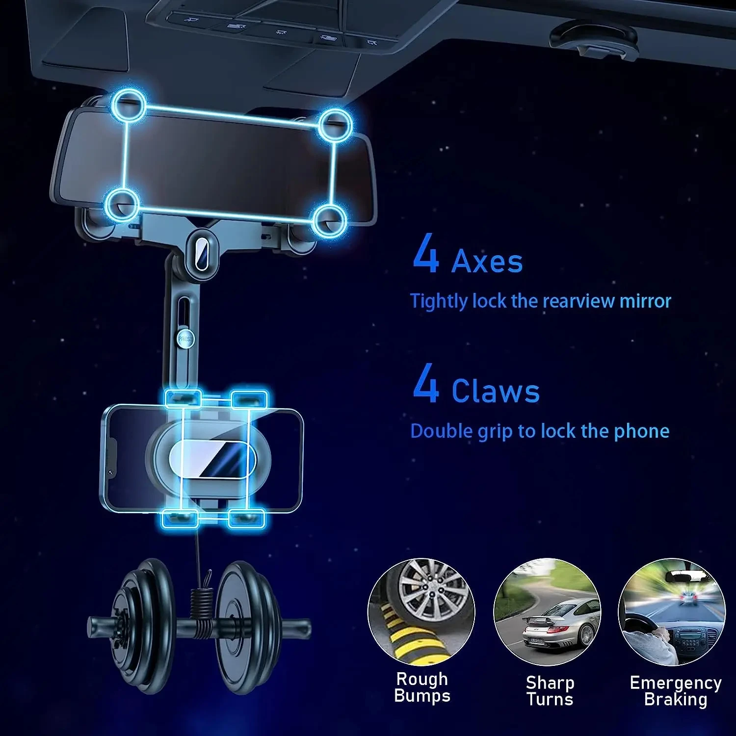 Universal Car Phone Holder Rearview Mirror Mount Car Phone Bracket Navigation GPS Stand Foldable Mobile Cell Support in Car