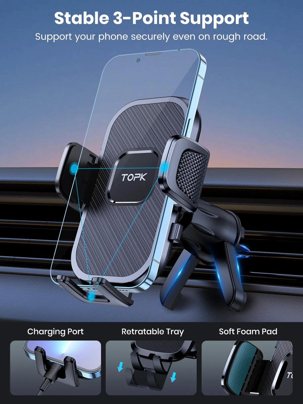 TOPK Car Phone Holder Gravity Stand for iPhone Xiaomi Samsung Car Mobile Support for Dashboard Windshield Air Vent Phone Mount TOPK Car Phone Holder Gravity Stand for iPhone Xiaomi Samsung Car Mobile Support for Dashboard Windshield Air Vent Phone Mount