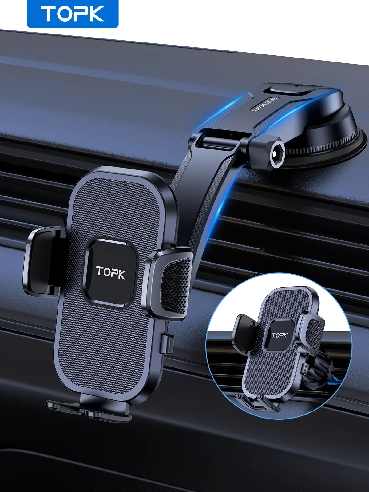 TOPK Car Phone Holder Gravity Stand for iPhone Xiaomi Samsung Car Mobile Support for Dashboard Windshield Air Vent Phone Mount TOPK Car Phone Holder Gravity Stand for iPhone Xiaomi Samsung Car Mobile Support for Dashboard Windshield Air Vent Phone Mount