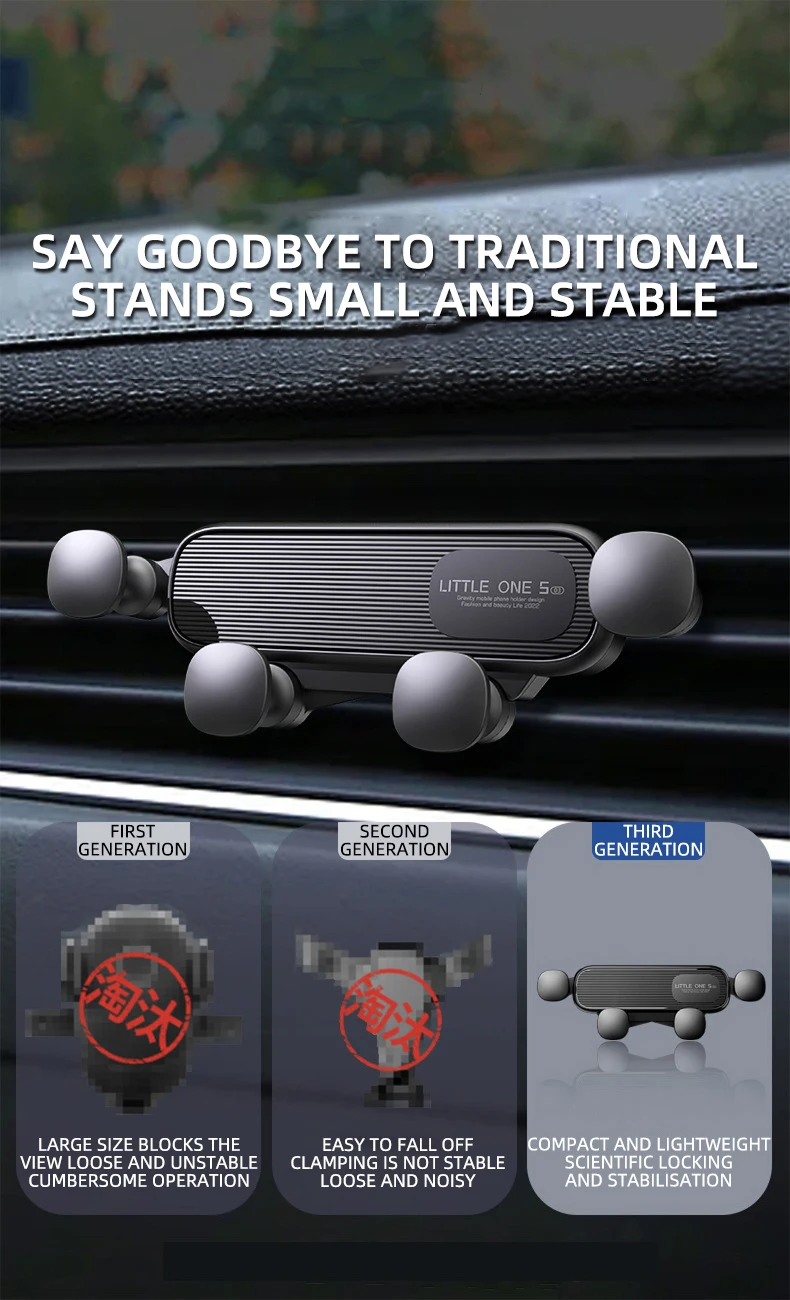 Gravity Car Phone Holder for 4.7-7 inch Mobile Phone Car Air Vent Phone Mount Universal Shockproof GPS Clip Smartphone Stand Gravity Car Phone Holder for 4.7-7 inch Mobile Phone Car Air Vent Phone Mount Universal Shockproof GPS Clip Smartphone Stand