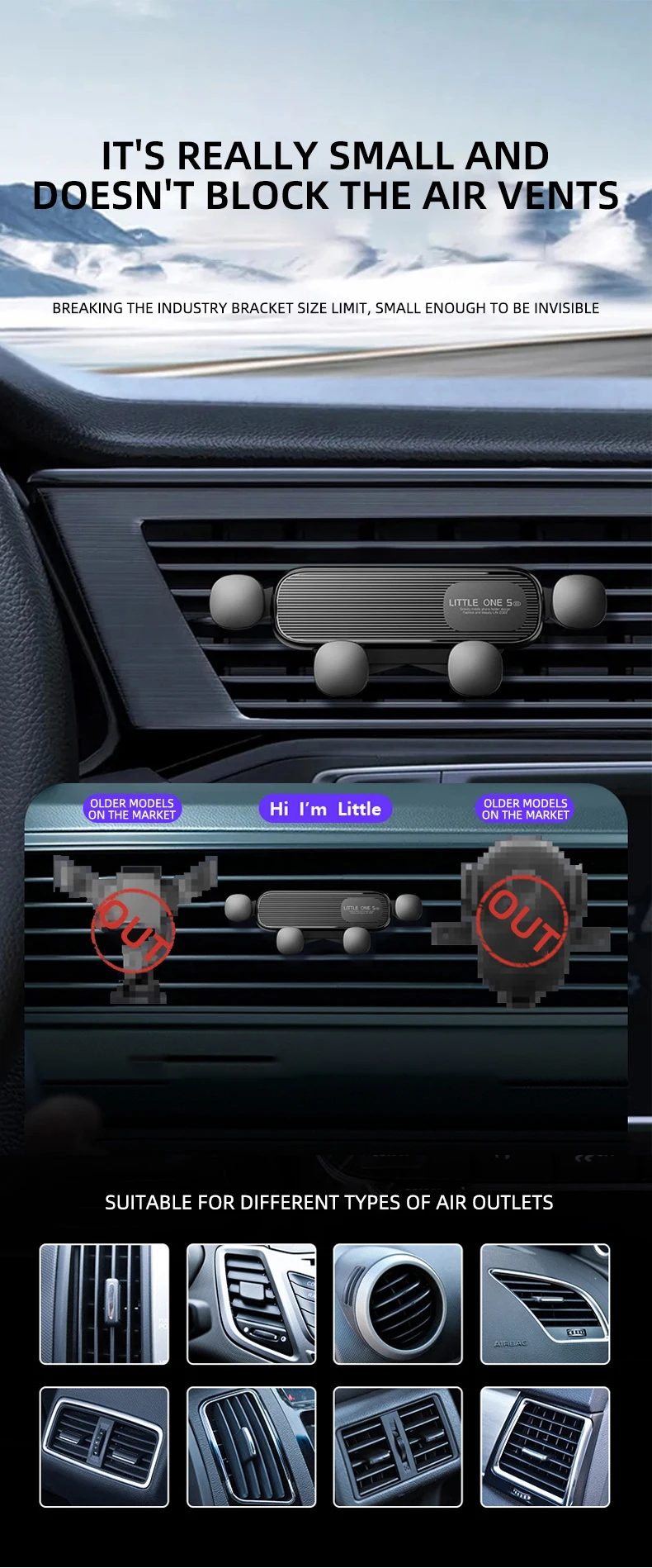 Gravity Car Phone Holder for 4.7-7 inch Mobile Phone Car Air Vent Phone Mount Universal Shockproof GPS Clip Smartphone Stand Gravity Car Phone Holder for 4.7-7 inch Mobile Phone Car Air Vent Phone Mount Universal Shockproof GPS Clip Smartphone Stand