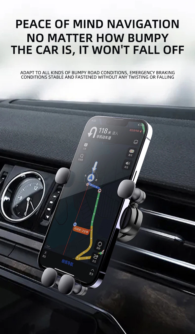 Gravity Car Phone Holder for 4.7-7 inch Mobile Phone Car Air Vent Phone Mount Universal Shockproof GPS Clip Smartphone Stand Gravity Car Phone Holder for 4.7-7 inch Mobile Phone Car Air Vent Phone Mount Universal Shockproof GPS Clip Smartphone Stand