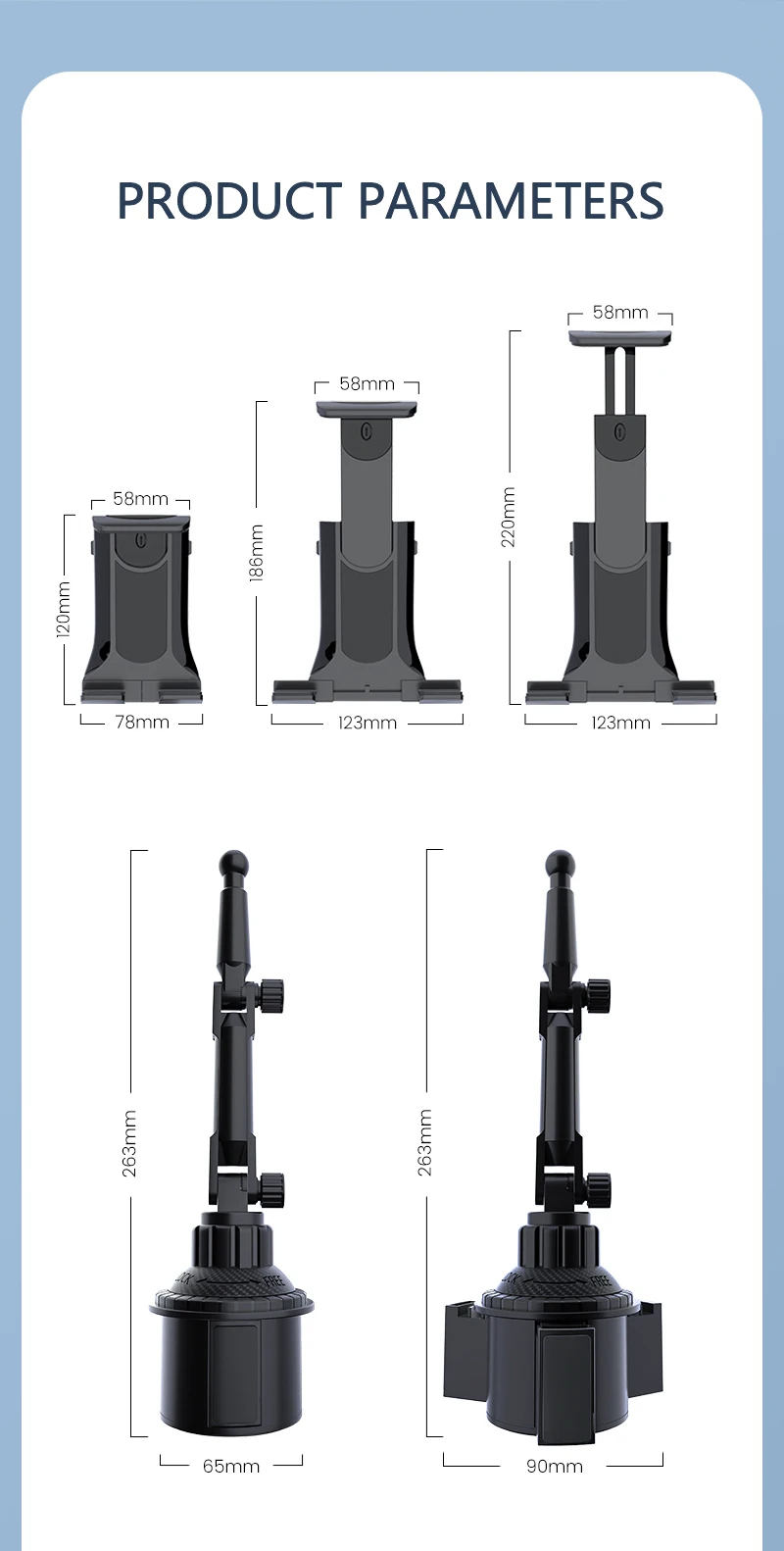 Universal Car Cup Tablet Stand Phone Holder Cellphone Holder Drink Bottle iPad Mount Support Smartphone Mobile Phone Pad 11 inch