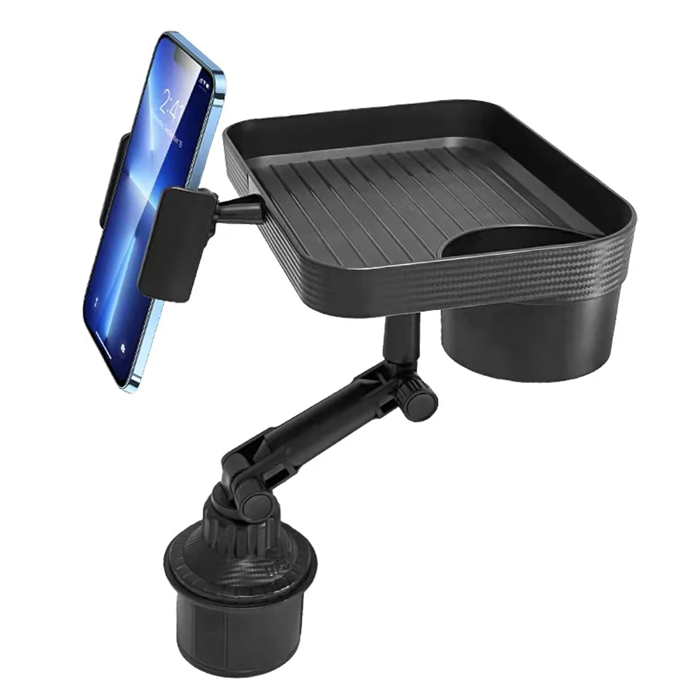 Car Cup Phone Holder Stand Mount Tray 360 Degree Rotation Table Slot Food Organized Adjustable Drink Accesories for Iphone 14 13