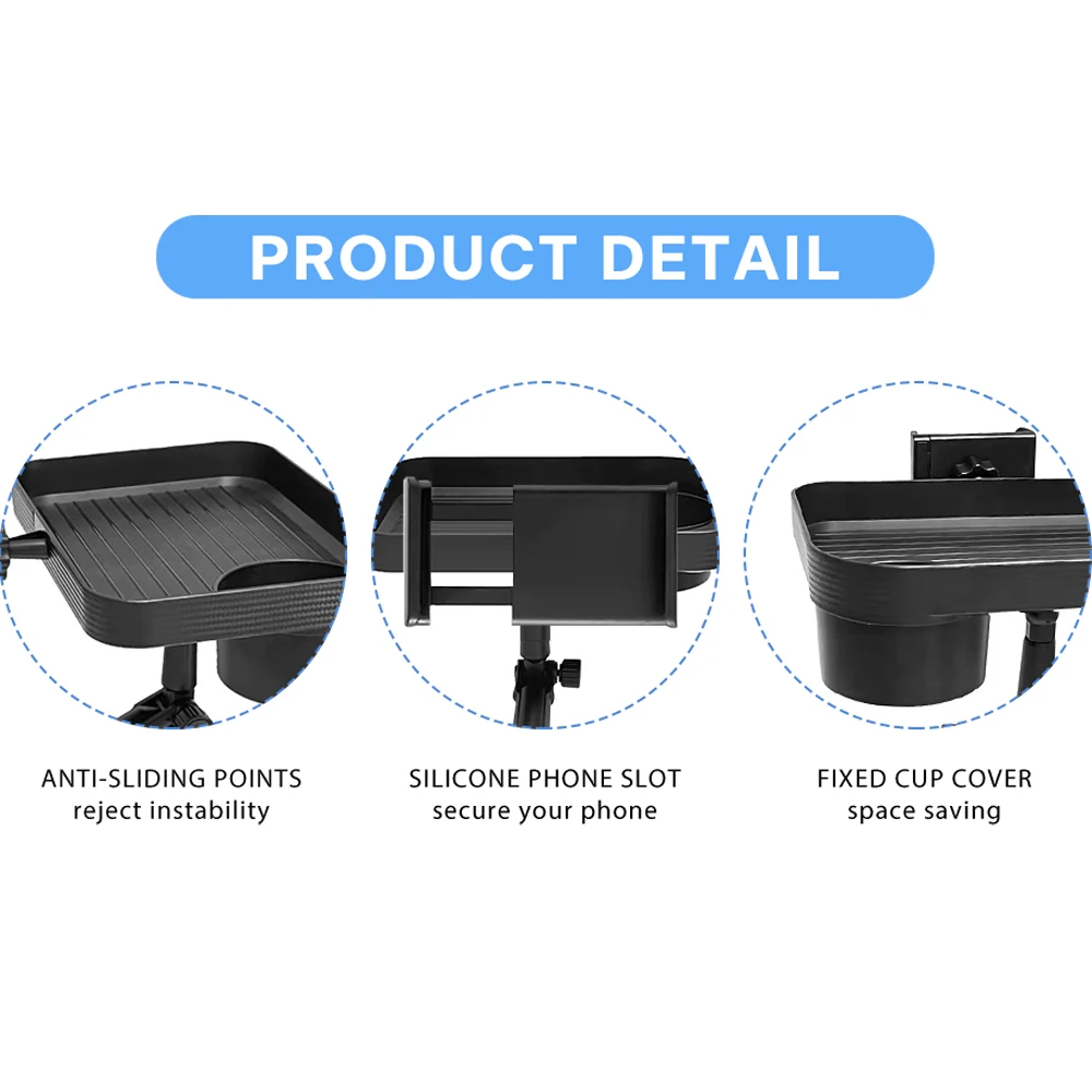 Car Cup Phone Holder Stand Mount Tray 360 Degree Rotation Table Slot Food Organized Adjustable Drink Accesories for Iphone 14 13