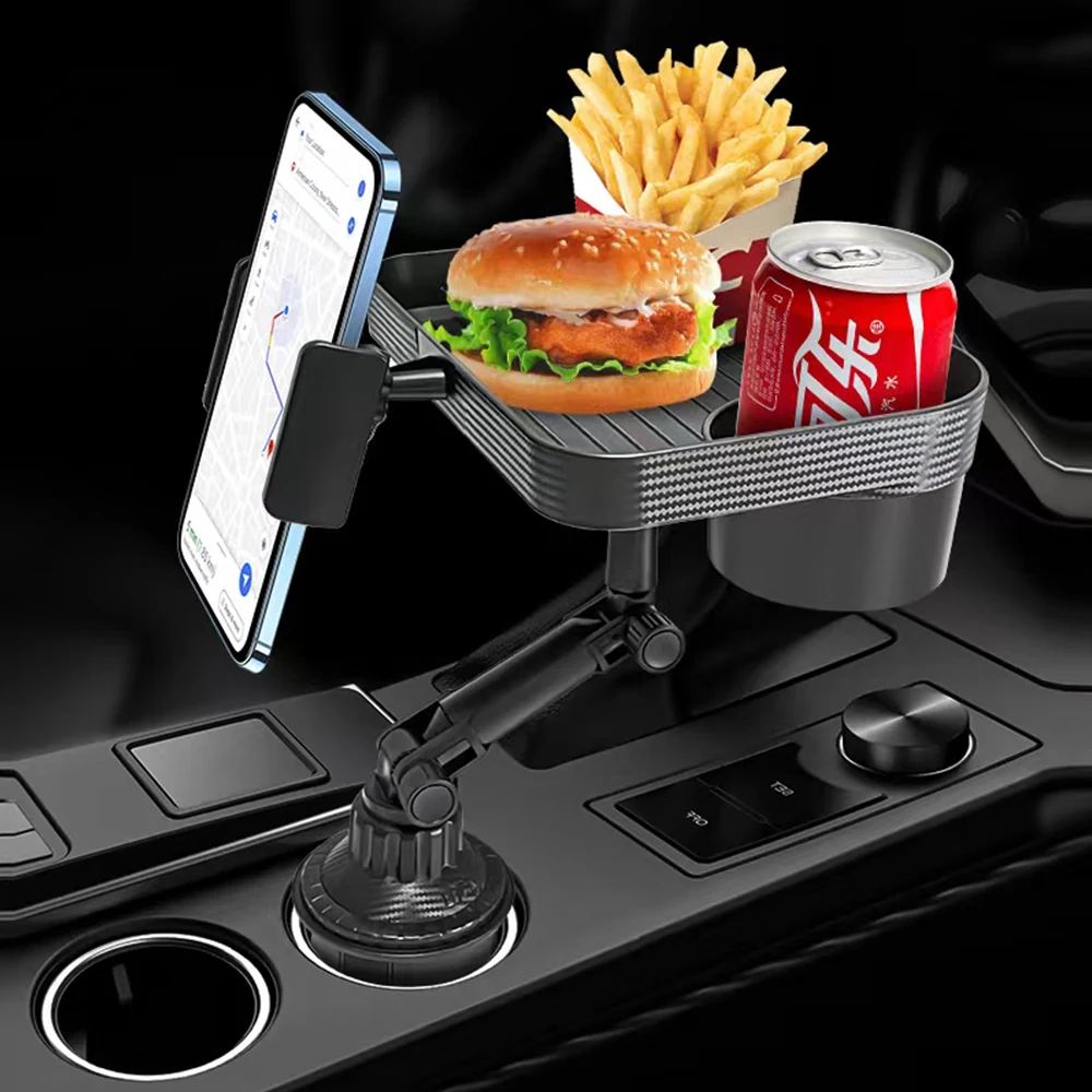 Car Cup Phone Holder Stand Mount Tray 360 Degree Rotation Table Slot Food Organized Adjustable Drink Accesories for Iphone 14 13