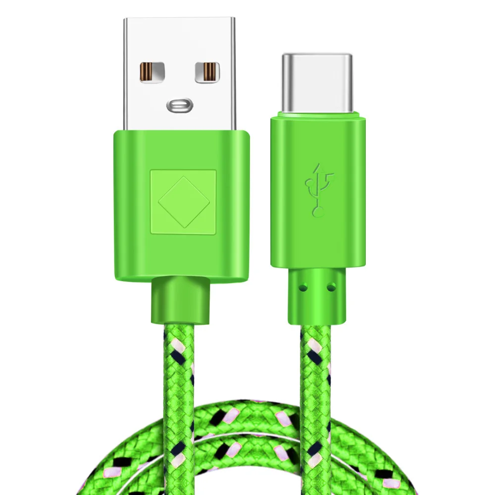 USB Type C Cable Nylon Fast Charging Data Cable for Samsung S10 S9 Note 9 Oneplus xiaomi Huawei Mobile Phone Type-c USB-C Cables