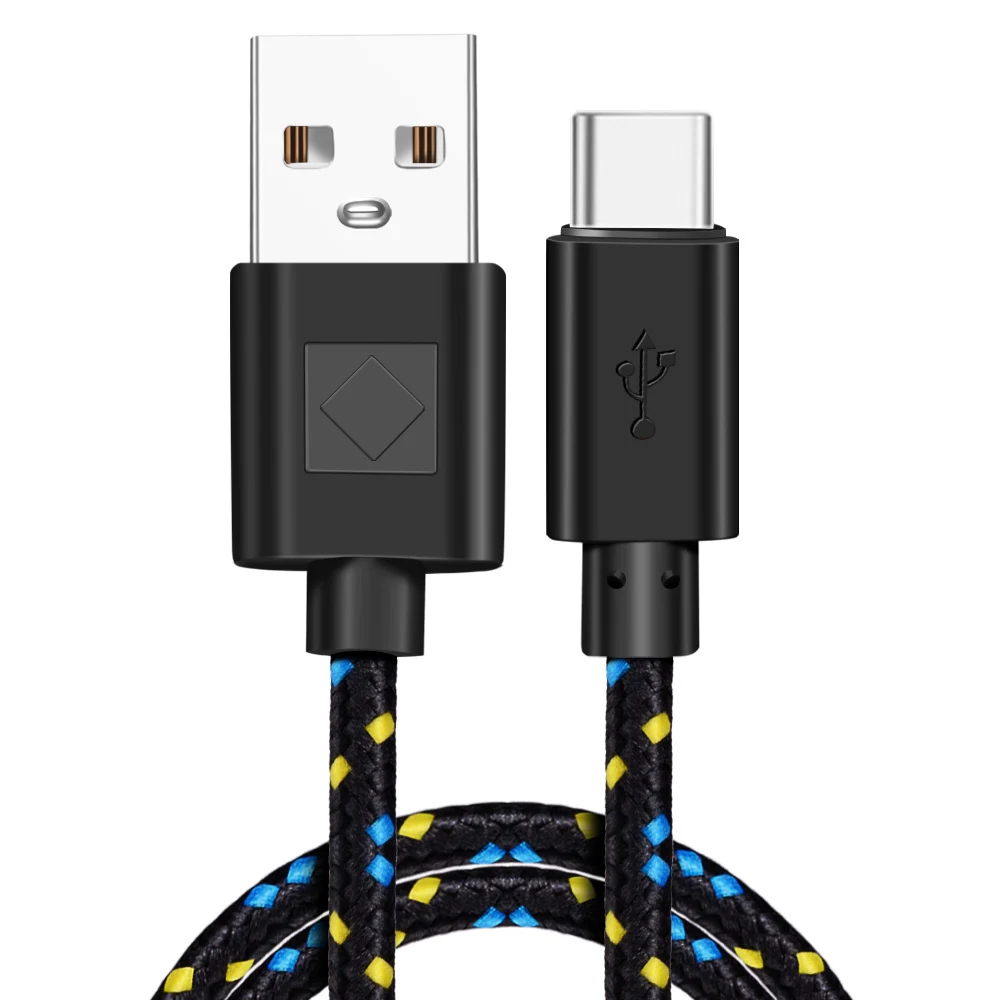 USB Type C Cable Nylon Fast Charging Data Cable for Samsung S10 S9 Note 9 Oneplus xiaomi Huawei Mobile Phone Type-c USB-C Cables