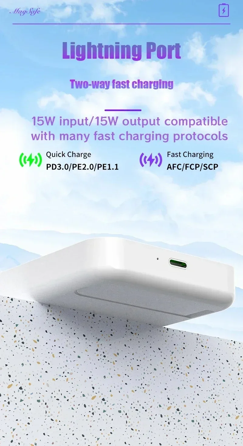 2025 New 50000mAh Macsafe Power Bank Wireless Magnetic 22.5W Super Fast Charging Folding Stand Portable External Battery
