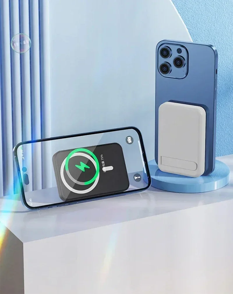 2025 New 50000mAh Macsafe Power Bank Wireless Magnetic 22.5W Super Fast Charging Folding Stand Portable External Battery