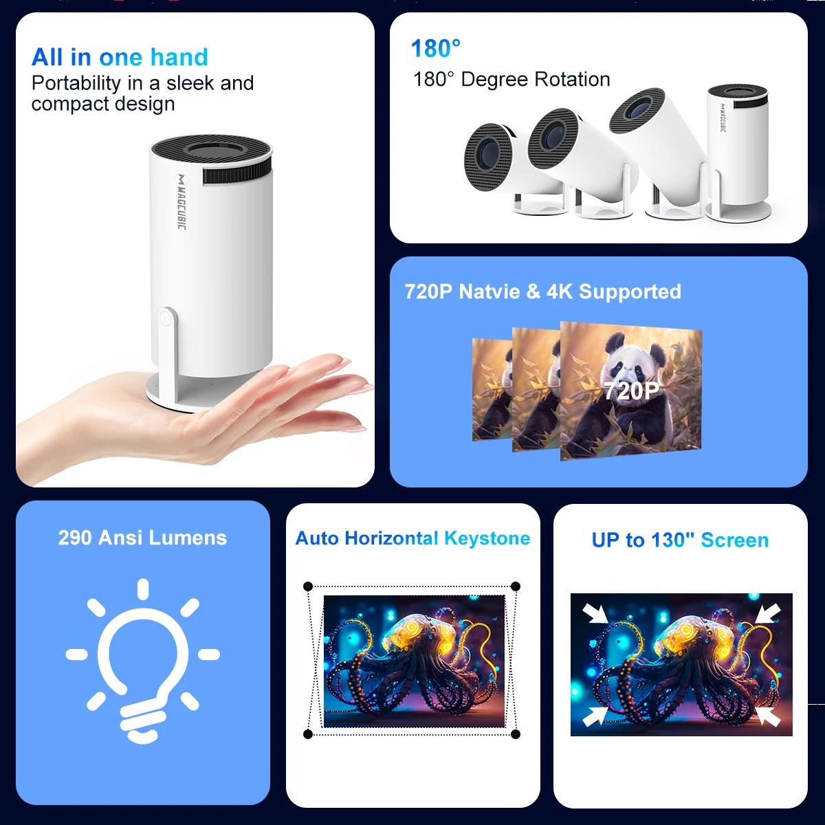 Projecteur magnétique HY300 PRO 4K Android Projecteur magnétique HY300 PRO 4K Android